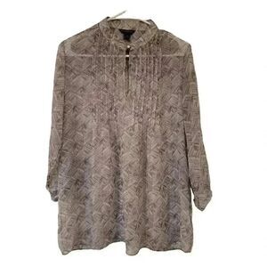 Banana Republic Women's Tan & White Poly Chiffon Sheer Blouse
